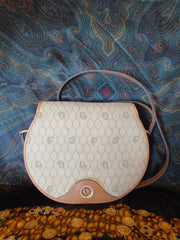 Vintage Christian Dior beige round shoulder purse. Honeycomb collection.