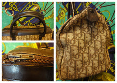 70's vintage Christian Dior brown trotter jacquard handbag with the CD motif. Modele Exclusif. ECLAIR zippers. Classic mini speedy duffle