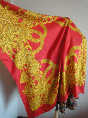 Vintage Chanel red scarf with gold, blue, green, colorful gripoix jewe –  eNdApPi ***where you can find your favorite designer  vintages..authentic, affordable, and lovable.