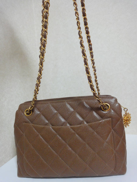 Vintage Chanel brown caviar leather shoulder bag with turn lock cc clo –  eNdApPi ***where you can find your favorite designer  vintages..authentic, affordable, and lovable.