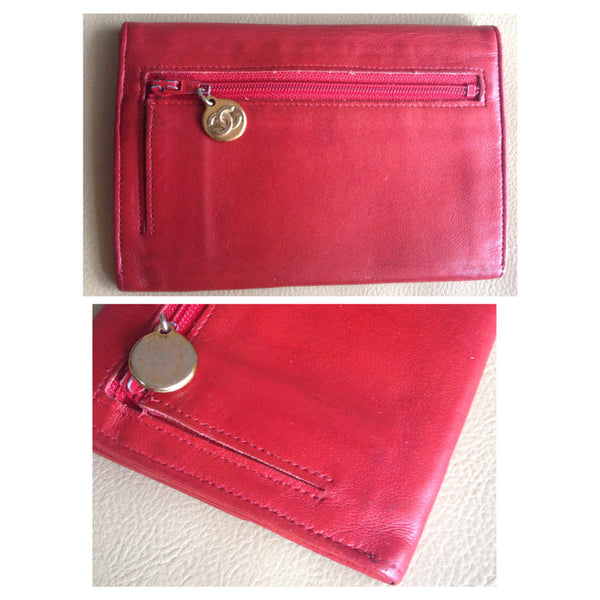 Vintage CHANEL classic leather wallet purse, card case in red color wi – eNdApPi  ***where you can find your favorite designer vintages..authentic,  affordable, and lovable.