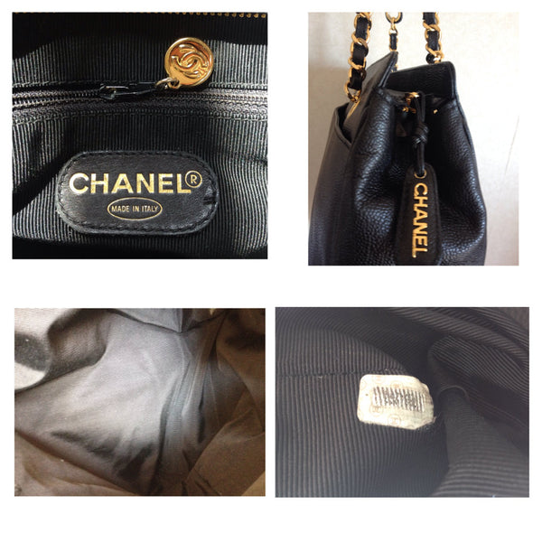 Chanel Vintage Chanel Large CC Logo Black Lambskin Leather