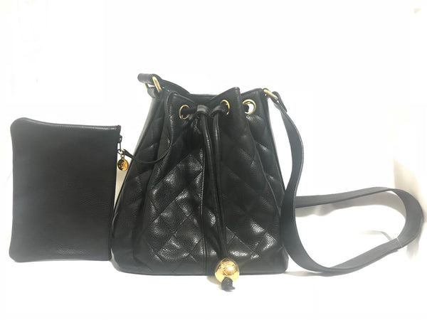 Vintage CHANEL black lamb leather hobo bucket shoulder bag with drawst –  eNdApPi ***where you can find your favorite designer  vintages..authentic, affordable, and lovable.