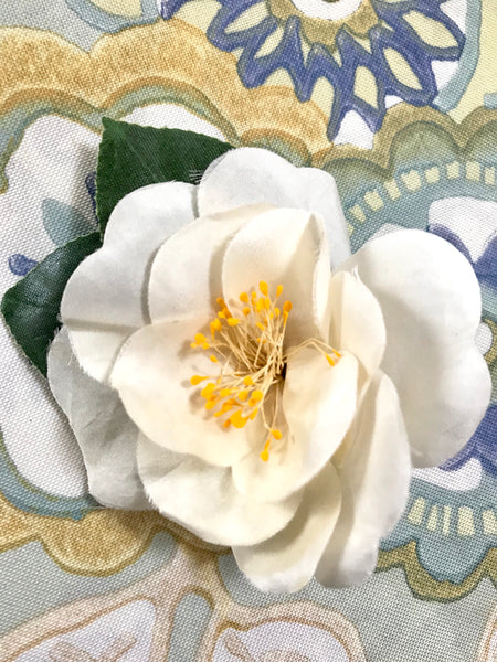 Vintage CHANEL ivory white silk camellia flower brooch with leaves. Ve –  eNdApPi ***where you can find your favorite designer  vintages..authentic, affordable, and lovable.