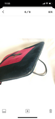 Vintage Roberta di Camerino velvet, chenille clutch shoulder bag with Iconic red, navy, and green colors.