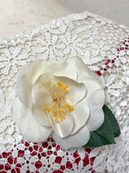 Vintage Chanel Denim Camellia Flower Brooch