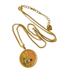 Vintage Sonia Rykiel chain necklace with logo coin top. Perfect vintage jewelry from SR Bijour. 0409081