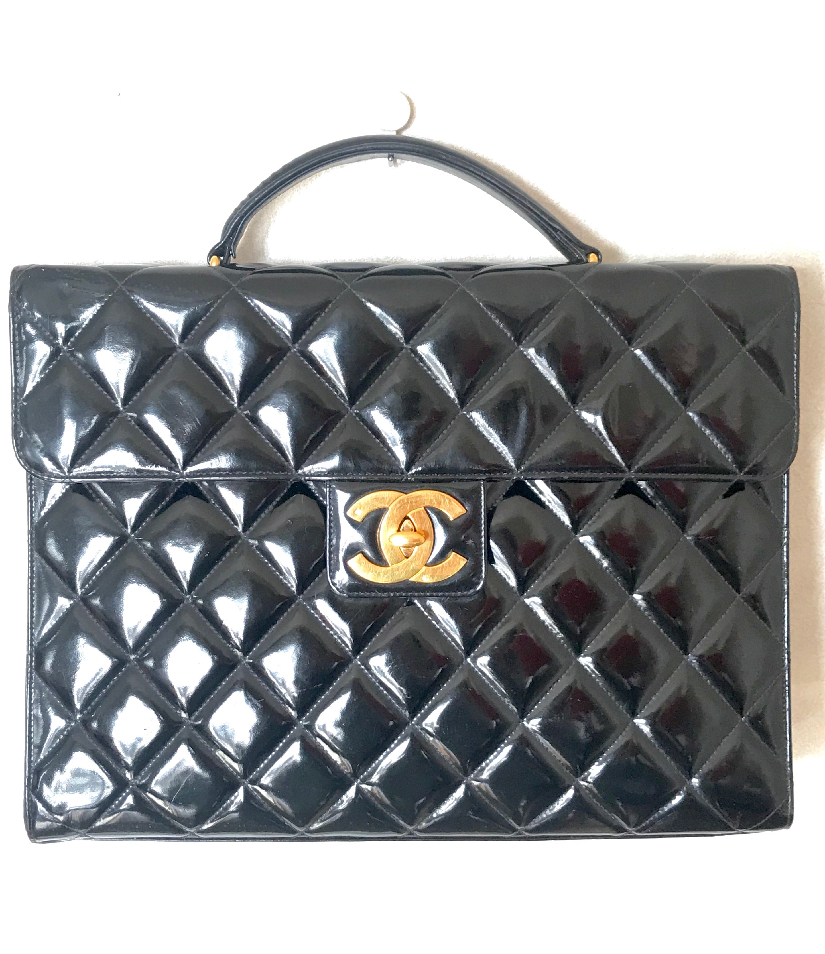 Chanel Black Patent Leather Vintage Briefcase at 1stDibs  chanel briefcase  vintage, vintage chanel briefcase, chanel vintage briefcase