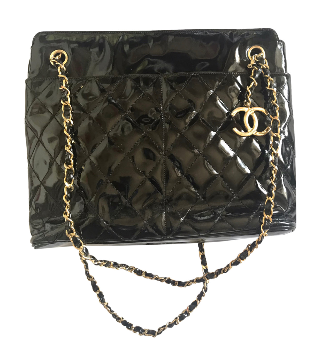Chanel Reissue Diamond Shine Tote Quilted Patent Caviar Large