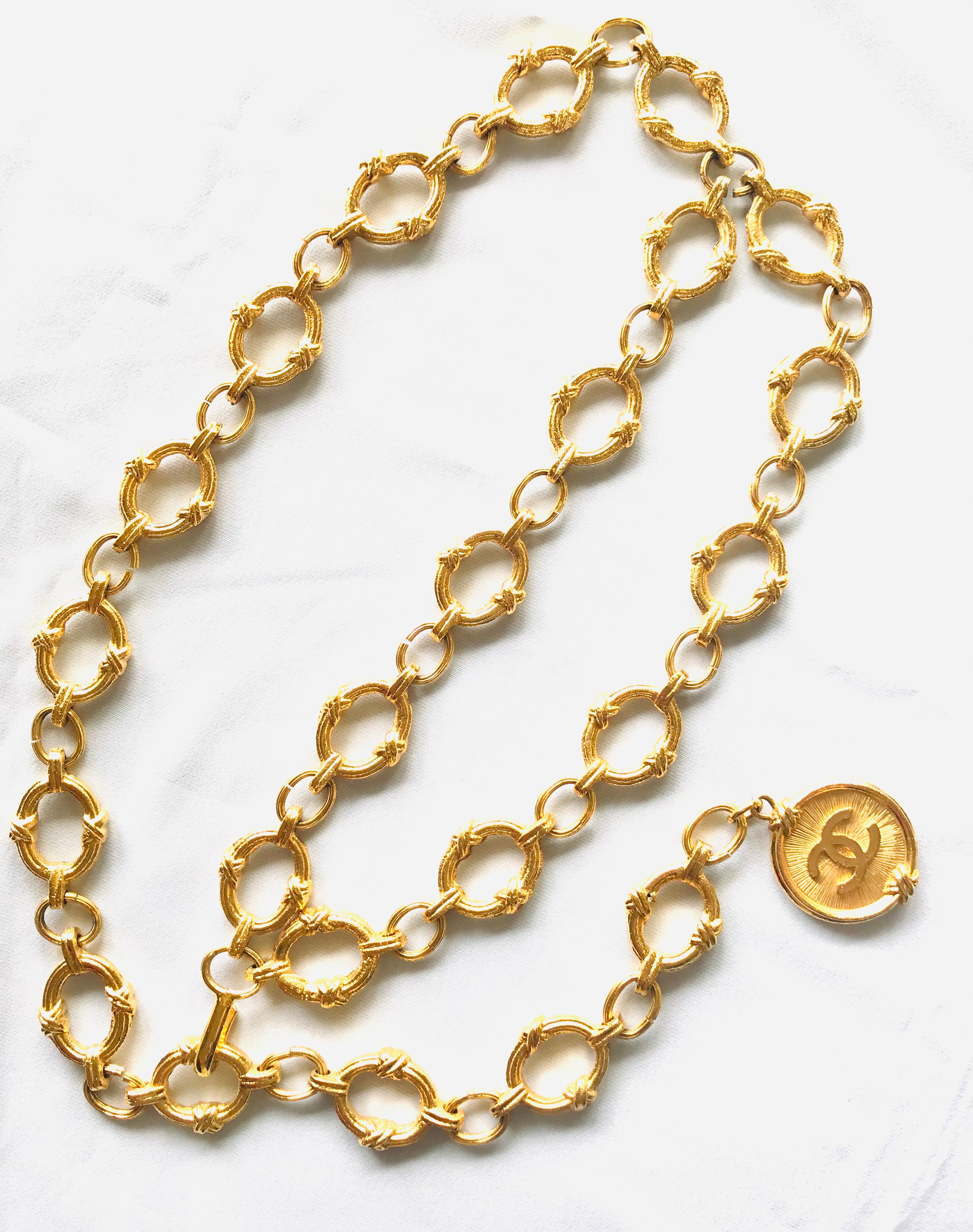 Chanel Vintage Chanel Gold Tone Chain Belt CC