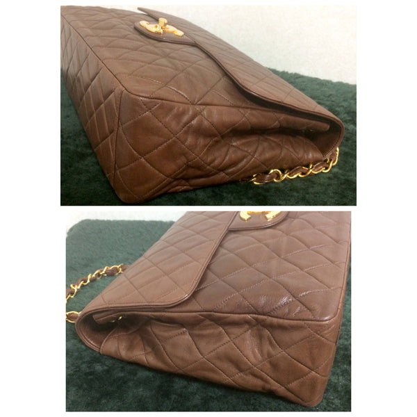 CHANEL Lamb Skin Leather Bronze Brown Crossbody Bag Shoulder Bag #2600  Rise-on