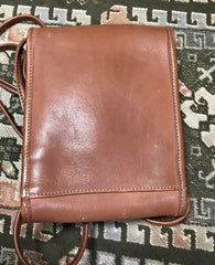 Vintage COACH genuine brown leather mini shoulder bag vertical rectangular shape. classic purse. Made in USA