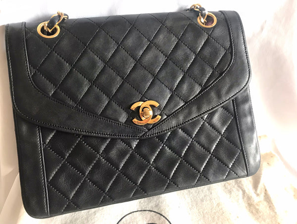 Vintage Chanel black lambskin rare double chain 2.55 shoulder bag with – eNdApPi  ***where you can find your favorite designer vintages..authentic,  affordable, and lovable.