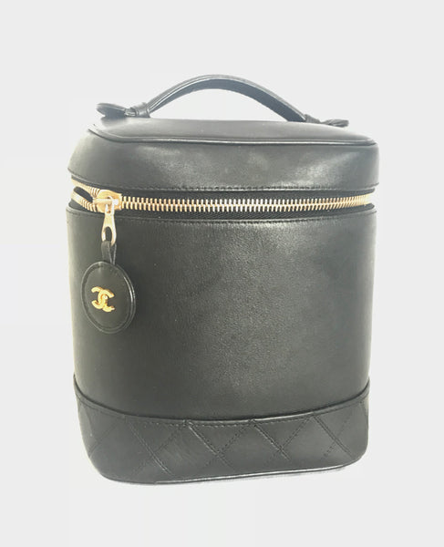 Chanel Vanity Bag Pouch Black Leather Vintage – Timeless Vintage