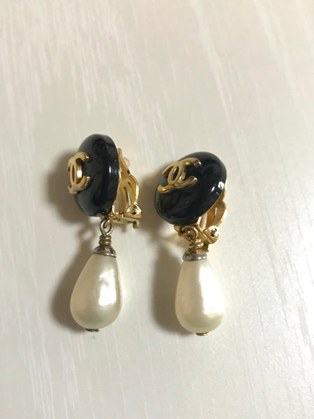 chanel pearl earrings drop