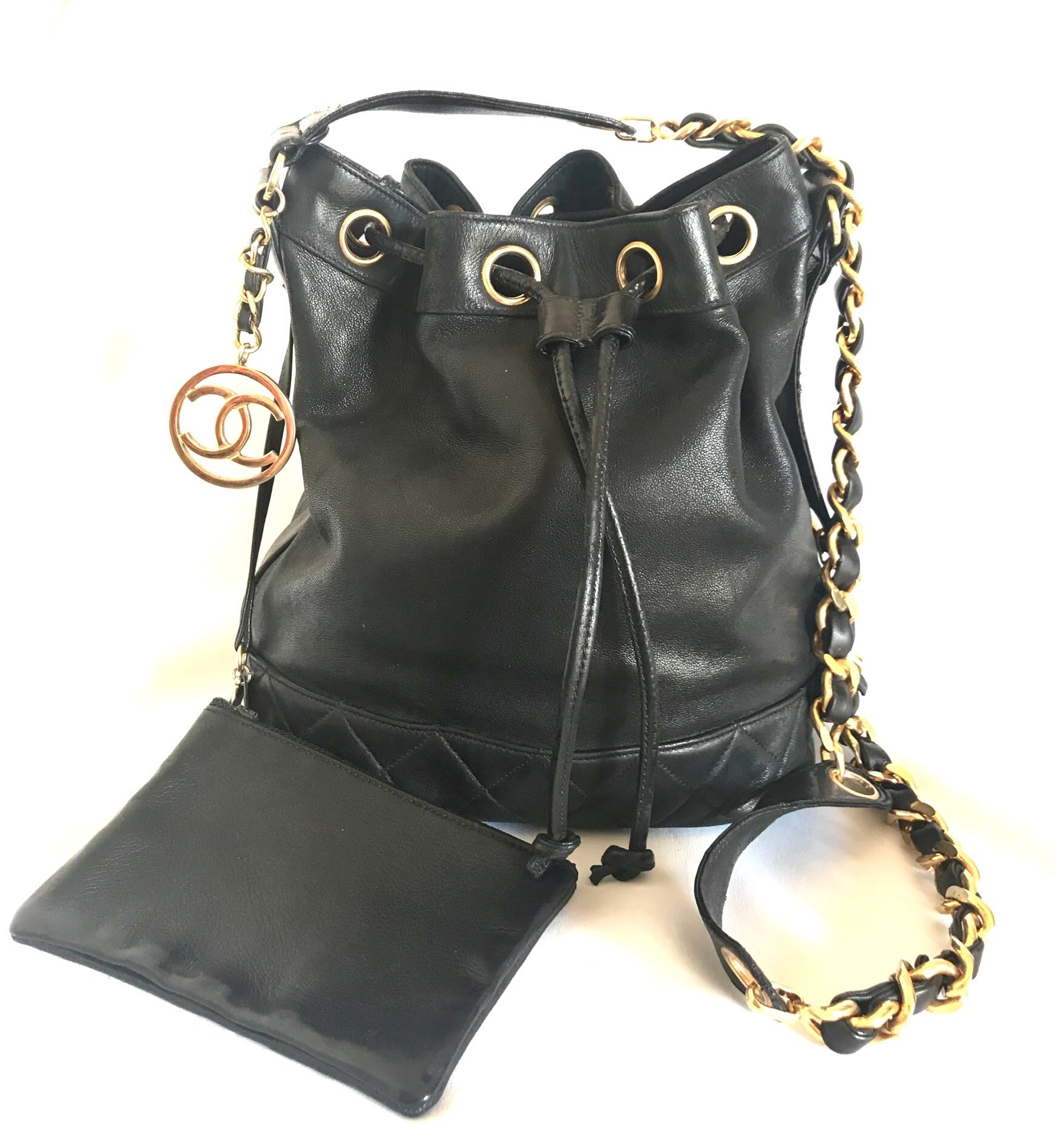 Vintage CHANEL black lamb leather hobo bucket drawstring shoulder bag – eNdApPi  ***where you can find your favorite designer vintages..authentic,  affordable, and lovable.