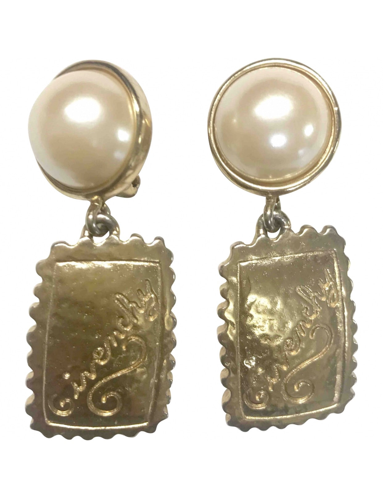 Vintage Givenchy faux pearl and golden dangle earrings with logo squar –  eNdApPi ***where you can find your favorite designer vintages..authentic,  affordable, and lovable.