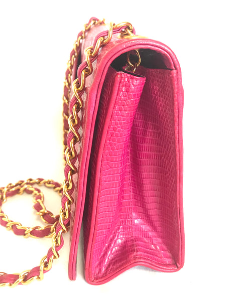 Vintage CHANEL hot pink genuine lizard leather envelop style flap shou – eNdApPi  ***where you can find your favorite designer vintages..authentic,  affordable, and lovable.