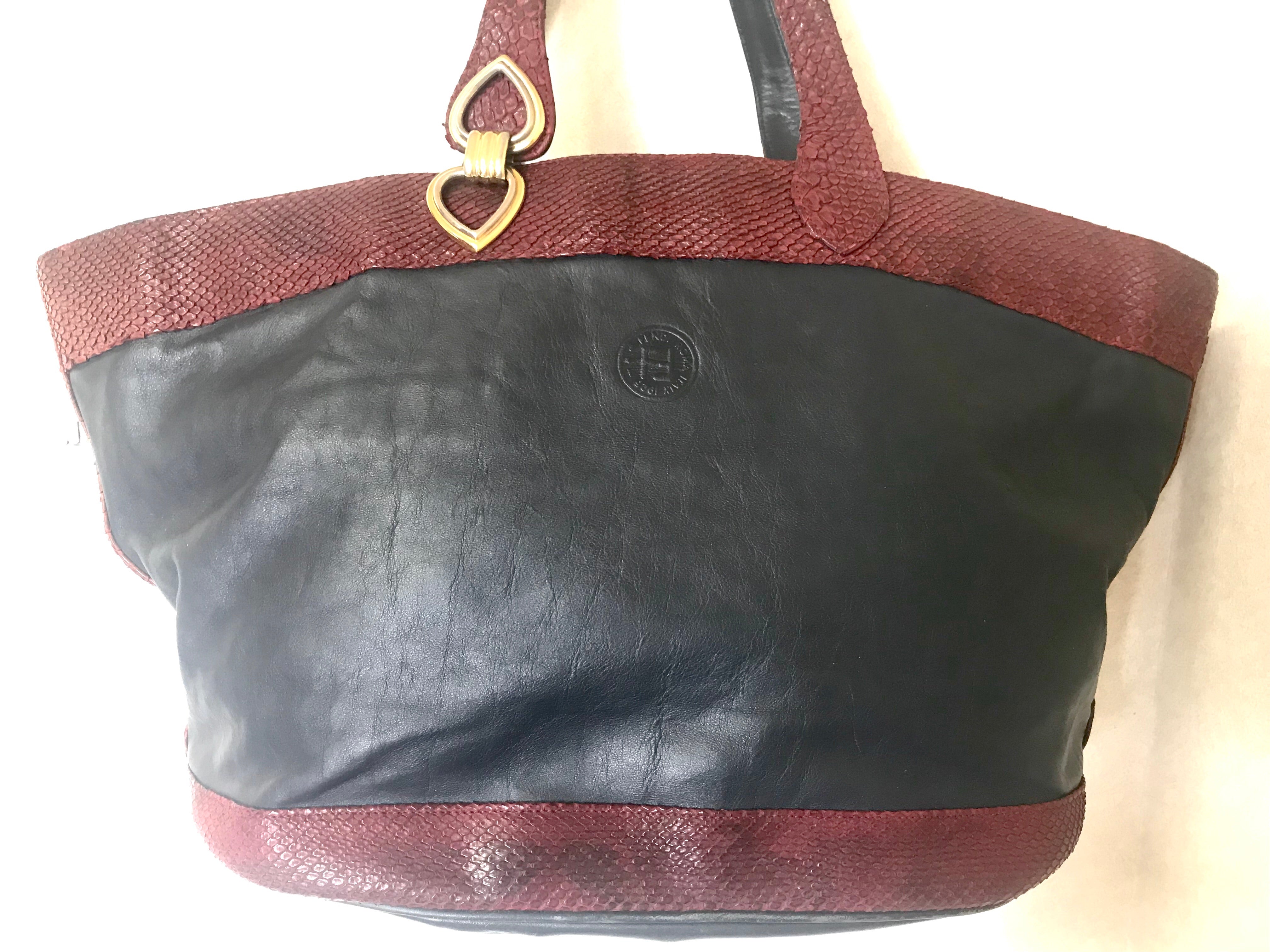 FENDI Kan I Embossed Leather Shoulder Bag - Excellent Condition & Authentic