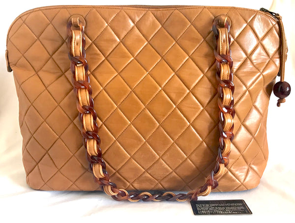Vintage CHANEL camel brown lambskin large tote bag with brown plastic –  eNdApPi ***where you can find your favorite designer  vintages..authentic, affordable, and lovable.