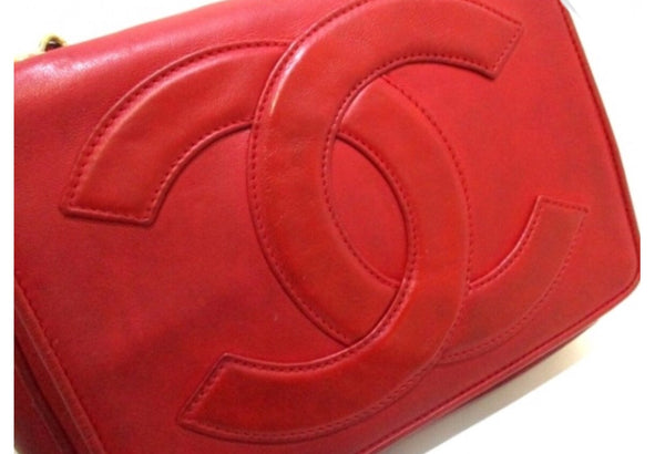 Vintage CHANEL red leather and large CC mark stitch chain shoulder bag – eNdApPi  ***where you can find your favorite designer vintages..authentic,  affordable, and lovable.