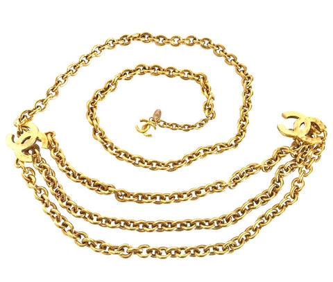 Vintage CHANEL golden chain belt with 3 round large CC motif charms. D – eNdApPi  ***where you can find your favorite designer vintages..authentic,  affordable, and lovable.