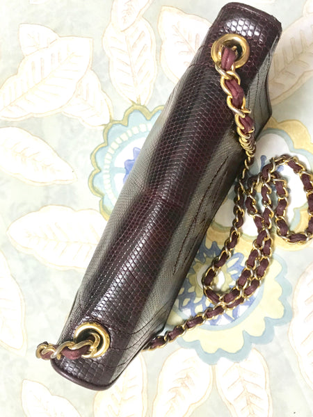 Vintage CHANEL genuine dark wine brown lizard leather chain shoulder b –  eNdApPi ***where you can find your favorite designer vintages..authentic,  affordable, and lovable.