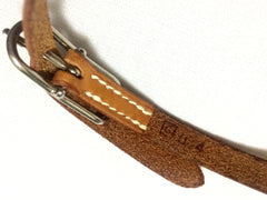 Vintage Hermes brown leather and silver buckle bracelet. Classic and casual jewelry from Hermes. 050407r11