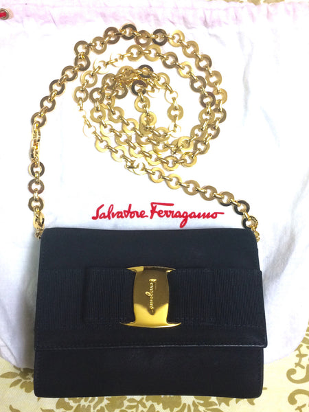 Vintage Salvatore Ferragamo black leather shoulder mini bag with golde –  eNdApPi ***where you can find your favorite designer  vintages..authentic, affordable, and lovable.