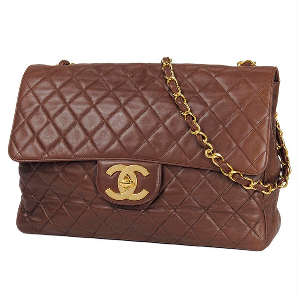 Chanel Pre-owned 1990s Jumbo Velvet Shoulder Bag - Brown