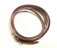 Vintage Hermes brown leather and silver buckle bracelet. Classic and casual jewelry from Hermes. 050407r11