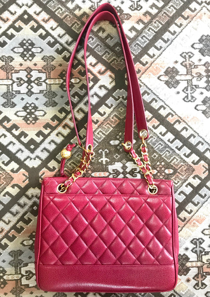 Chanel Quilted Chain Crossbody Shoulder Bag Red Caviar Skin 3171276 67830