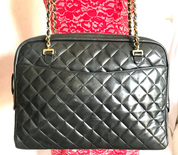 Vintage CHANEL black lamb leather large classic bag with double golden –  eNdApPi ***where you can find your favorite designer  vintages..authentic, affordable, and lovable.