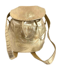 Vintage MOSCHINO champagne gold leather backpack, shoulder bag from SAVE NATURE collection. Must have daily use purse.