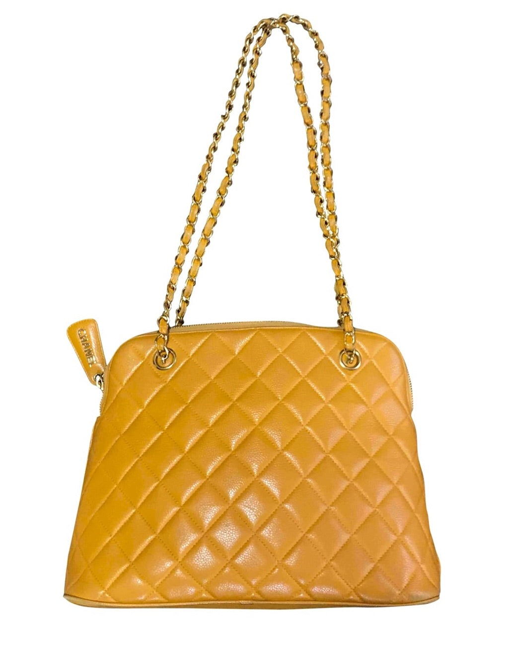 CHANEL Matelasse Chain Flap Shoulder Bag Leather Gold CC Auth 25305a