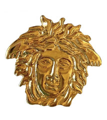 Vintage Gianni Versace gold medusa head face brooch. Can be hat, jacket pin. Great gift idea. 0410032