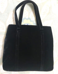 MINT. Vintage Paloma Picasso black velvet tote bag with golden logo motifs. Perfect casual use bag.