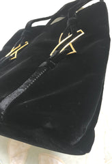 MINT. Vintage Paloma Picasso black velvet tote bag with golden logo motifs. Perfect casual use bag.