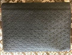 Vintage Karl Lagerfeld black fan pattern document bag, portfolio purse with logo motif. Great for unisex and daily use.