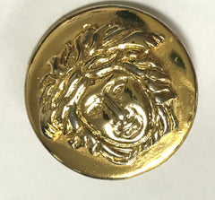 Vintage Gianni Versace round gold tone medusa face motif earrings. Must have Lady Gaga style jewelry piece. Great gift.