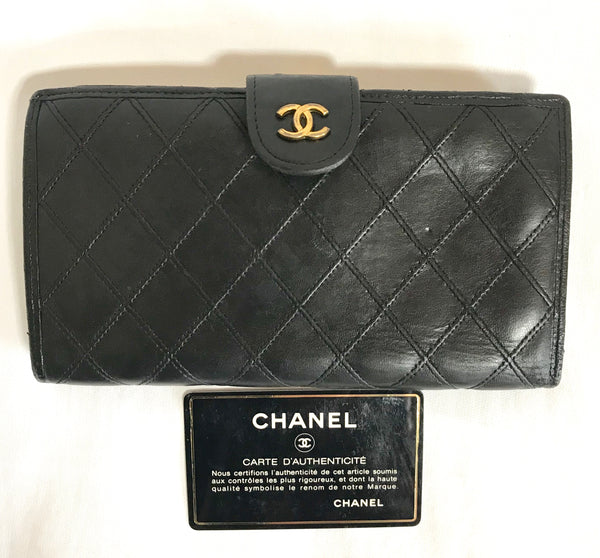 Vintage CHANEL black calf leather wallet with diagram stitches and gol –  eNdApPi ***where you can find your favorite designer  vintages..authentic, affordable, and lovable.