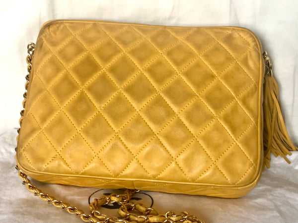 Ves Vintage Chanel yellow lambskin camera bag style chain shoulder bag – eNdApPi  ***where you can find your favorite designer vintages..authentic,  affordable, and lovable.