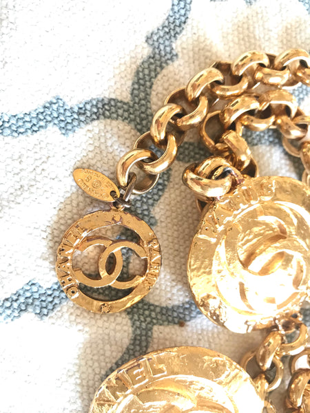 Vintage CHANEL 24Kt Gold CC Medallion Long Necklace - PreLoved Treasures