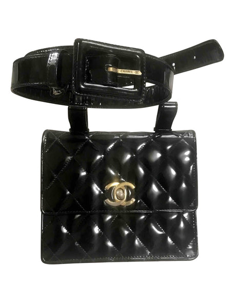 Vintage CHANEL 2.55 black patent enamel fanny pack, belt bag with gold – eNdApPi  ***where you can find your favorite designer vintages..authentic,  affordable, and lovable.