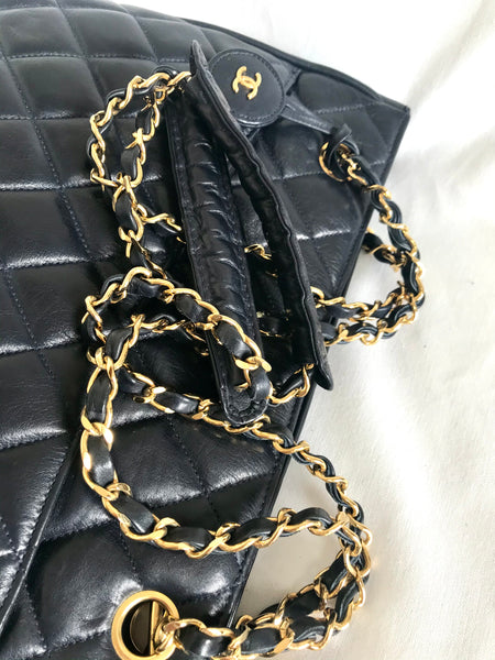 Vintage CHANEL dark navy quilted lambskin tote bag with gold tone chai – eNdApPi  ***where you can find your favorite designer vintages..authentic,  affordable, and lovable.