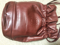 Vintage Celine wine brown nappa leather hobo bucket shoulder bag with blason mark