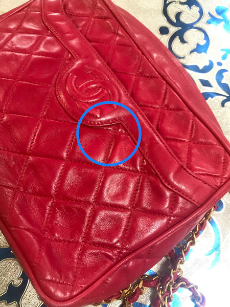 Red Quilted Caviar Pocket Camera Bag Medium
