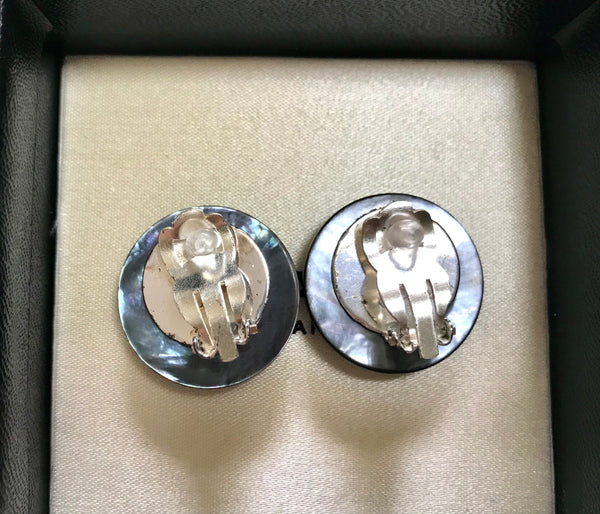 Vintage CHANEL black shell earrings with rhinestone crystal CC motif. – eNdApPi  ***where you can find your favorite designer vintages..authentic,  affordable, and lovable.