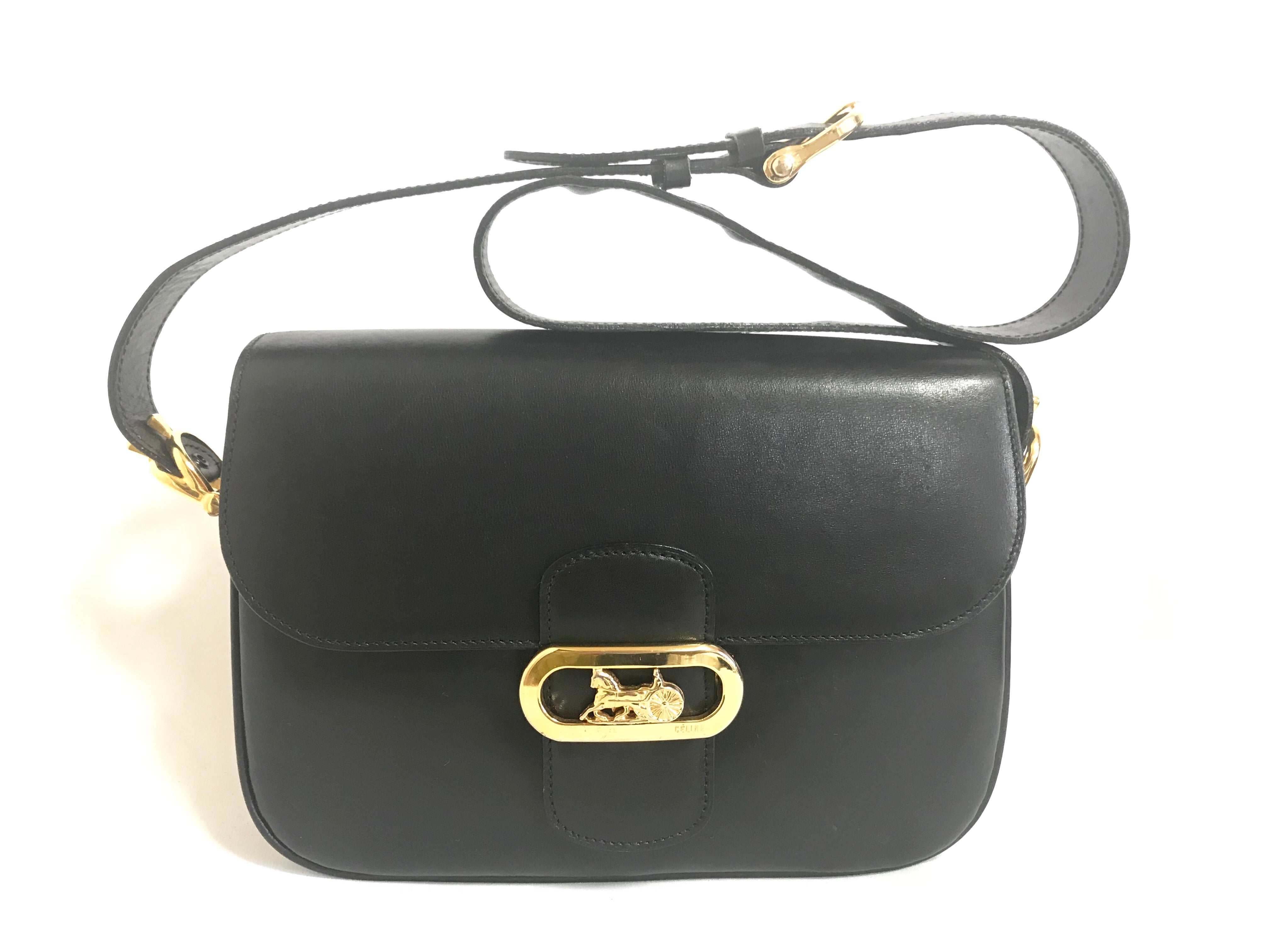 Celine Vintage Canvas Monogram Pochette - Black Shoulder Bags, Handbags -  CEL183502