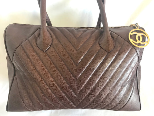 Vintage CHANEL brown caviarskin v stitch, chevron style bag, Speedy ba –  eNdApPi ***where you can find your favorite designer  vintages..authentic, affordable, and lovable.